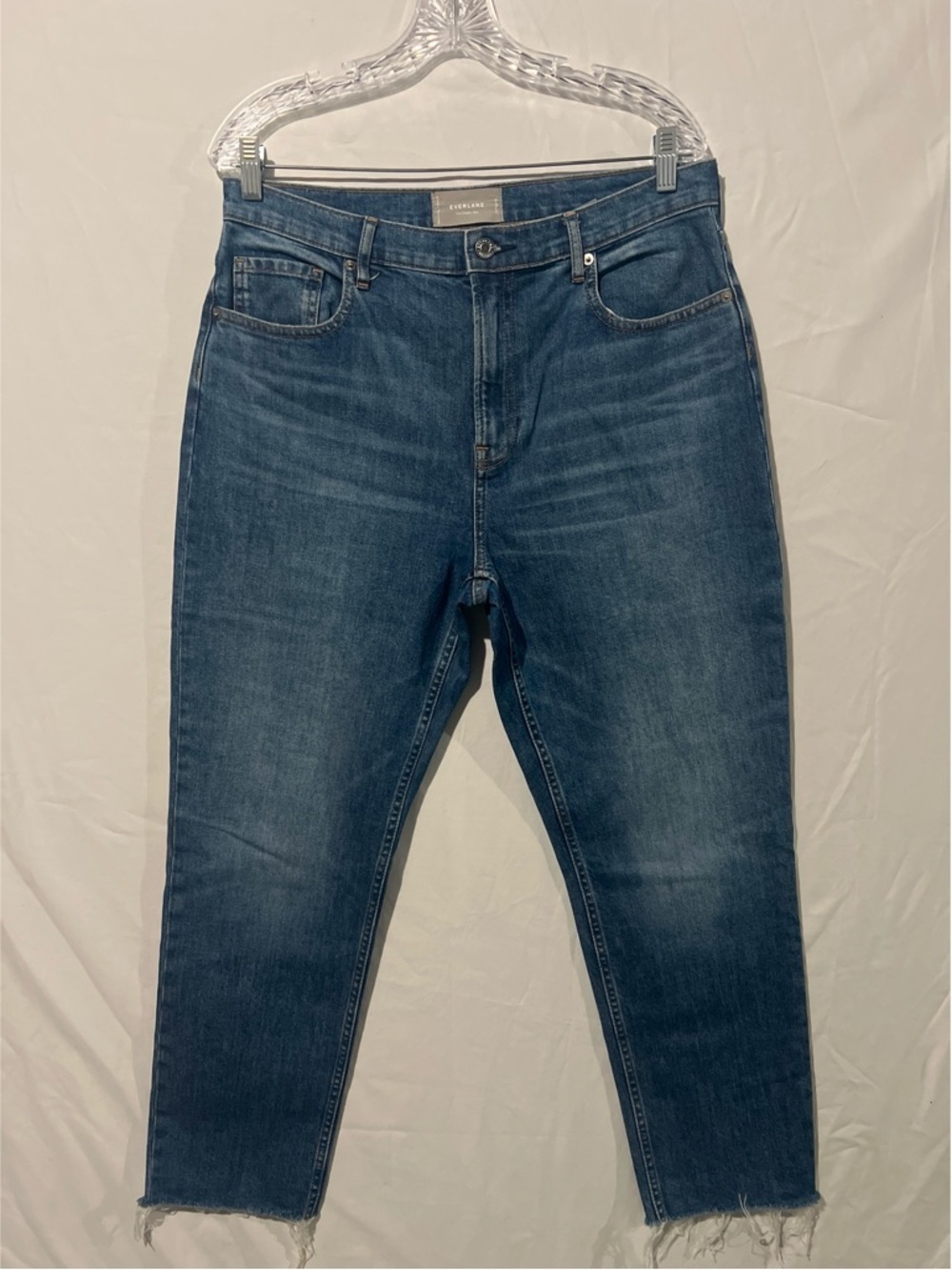 Everlane The Cheeky Jeans Women’s 31 Blue Cotton High Rise Straight Raw Hem - Picture 2 of 11